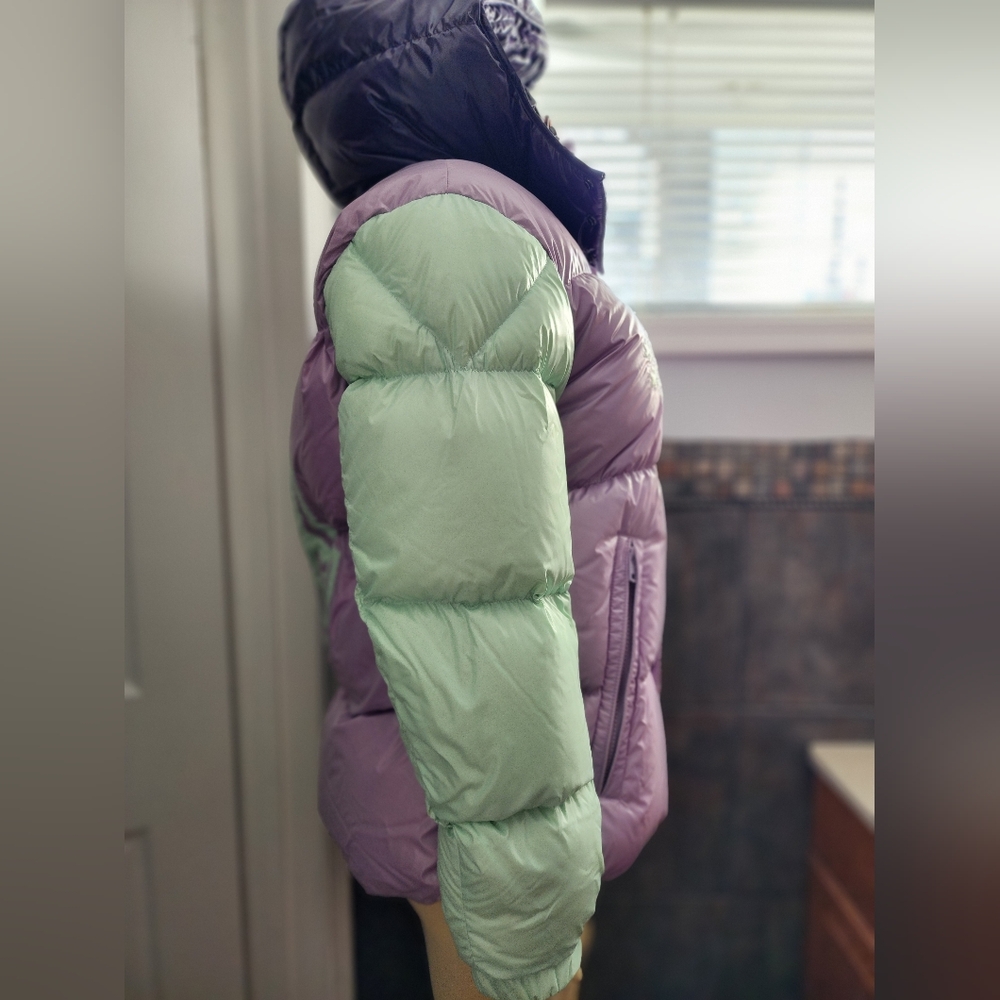 Moncler Lavender & Mint Colorblock Puffer Jacket with Hood - Picture 12 of 16